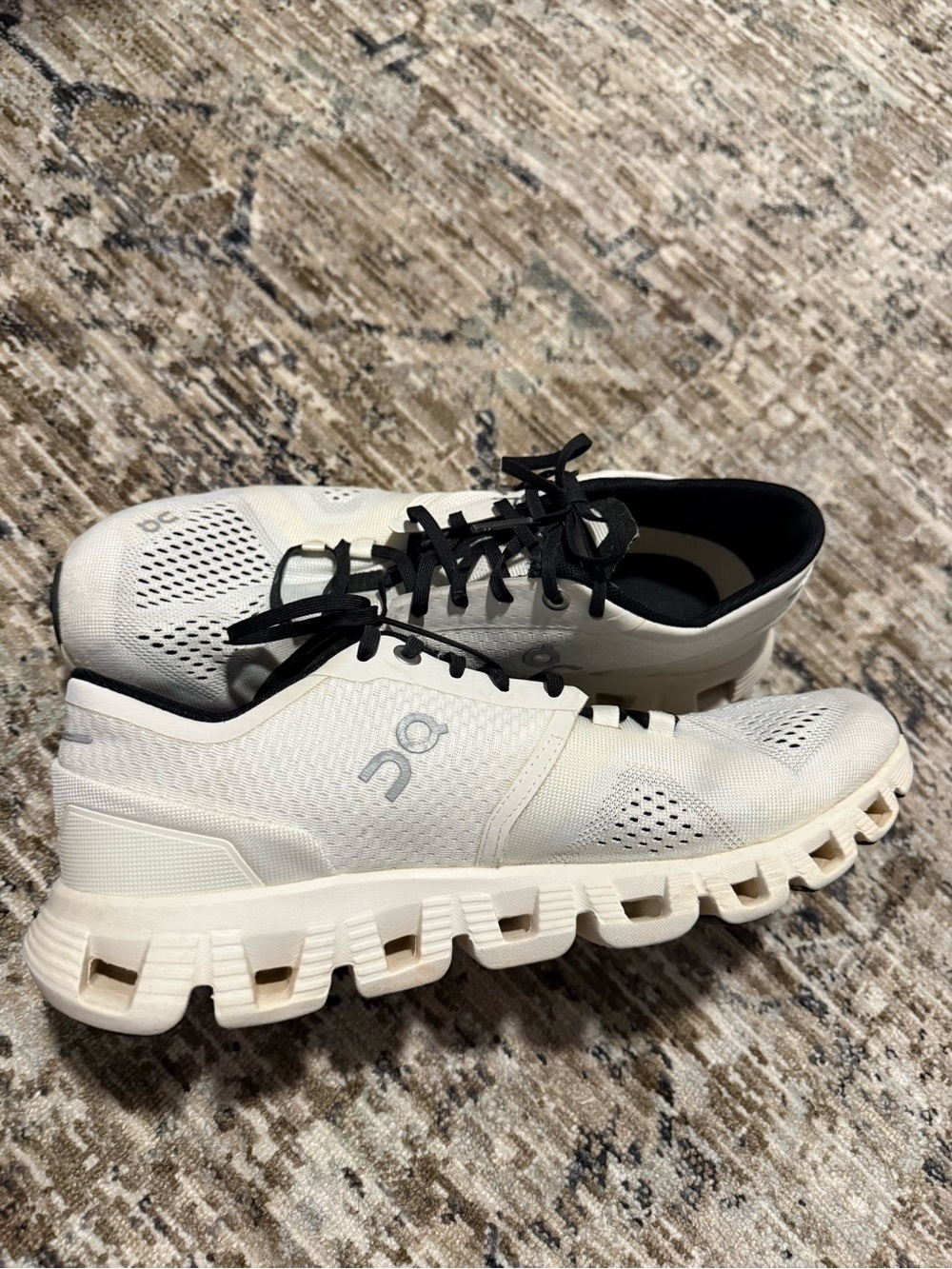 On Running Womens Cloudwhite Running Shoes with Black Laces